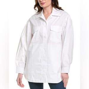 Susana Monaco Women’s Poplin Cotton Oversized Shirt White Button Down Size S